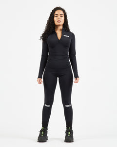 Black Lycra Track-Pant with Piping